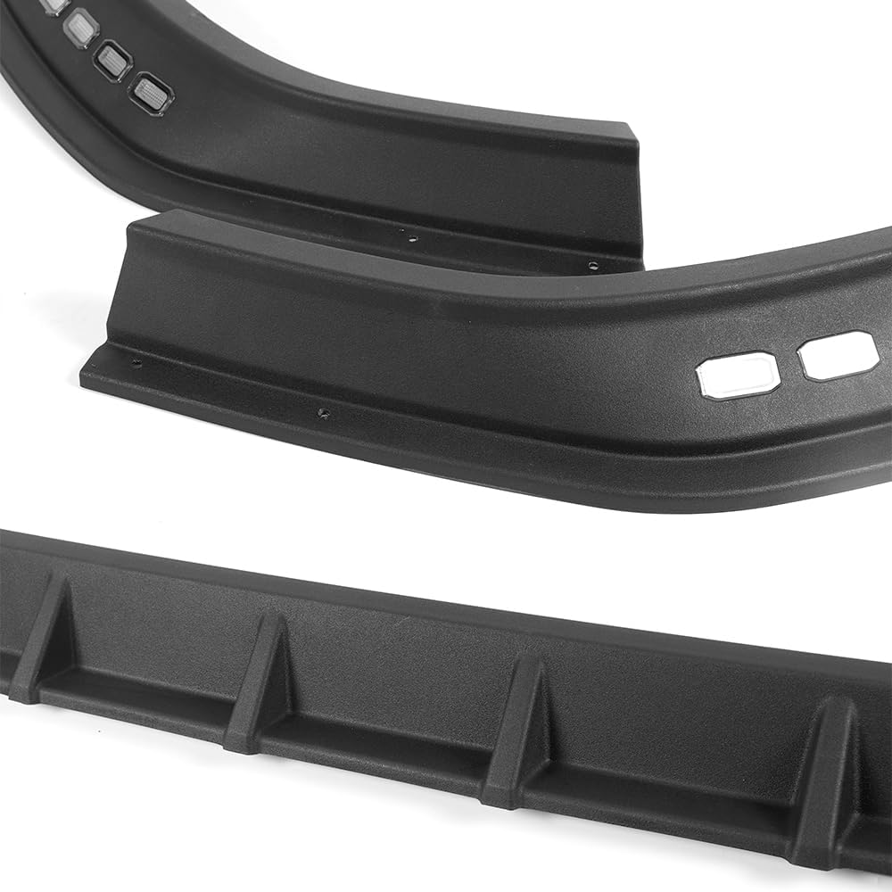 Front Bumper Spoiler Lip STP-Style 5PCS ABS Fit for 2022-2024 Ford Maverick, Car Mods Accessories Replacement Assembly, Air Chin Body Kit Splitter, 2023 (Matte Black, w/Sequential LED)