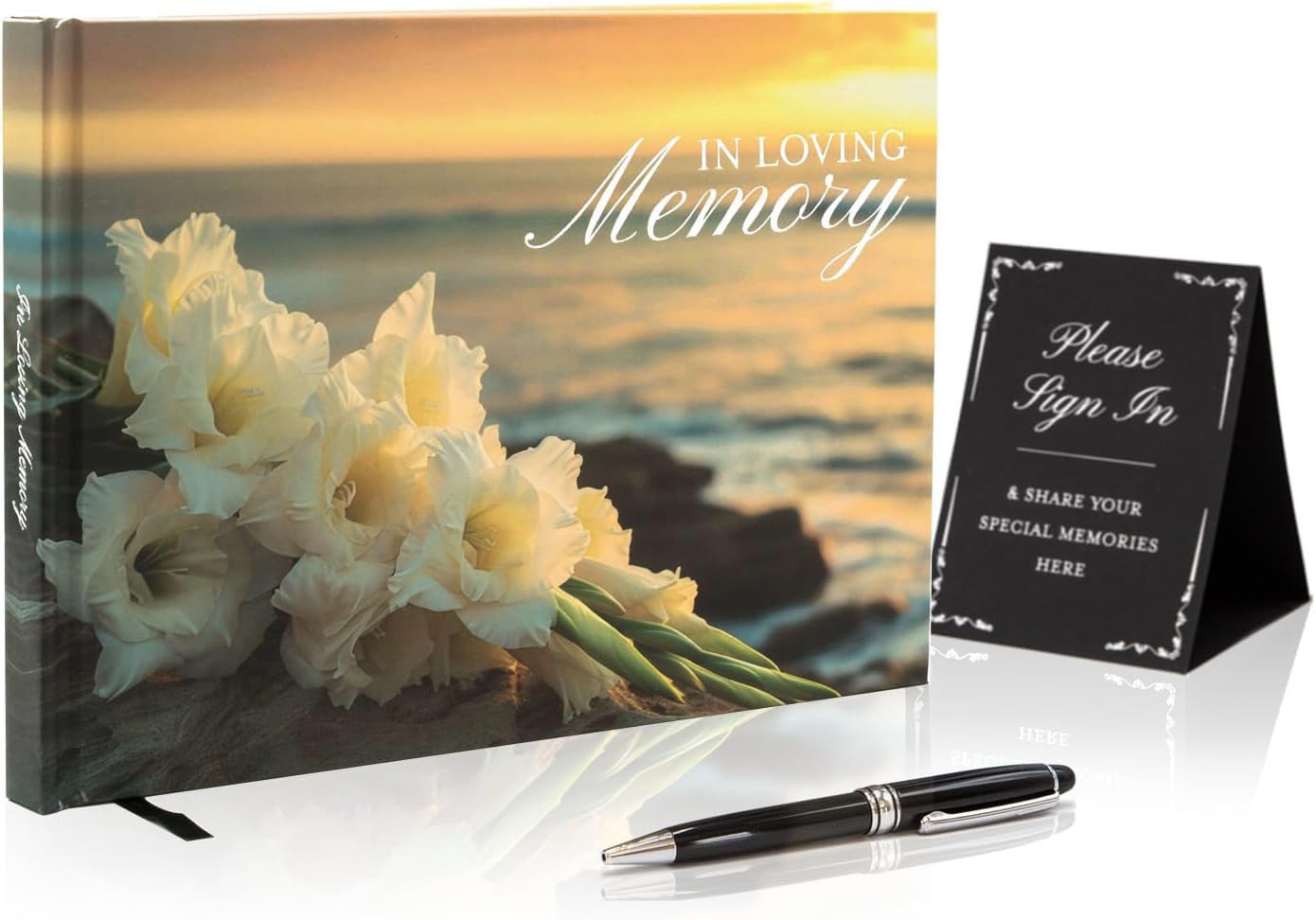 Livre d'or funéraire Ocean pour table de deuil et célébration de la vie