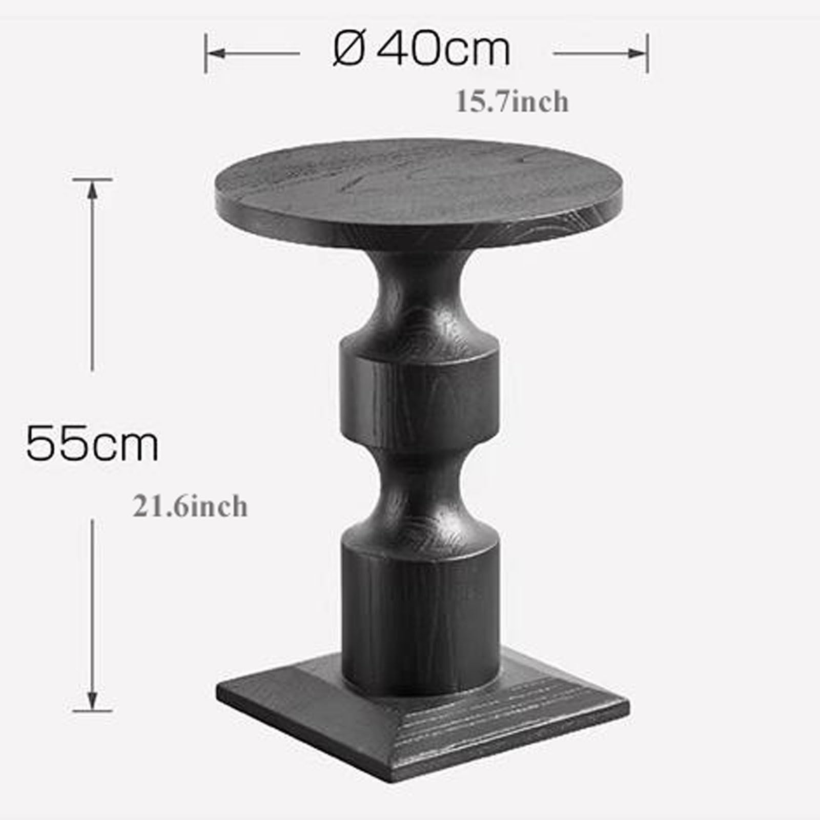 eexbz Sofa Solid Wood Round Side Table, Accent End Table with Stable Square Base, 21