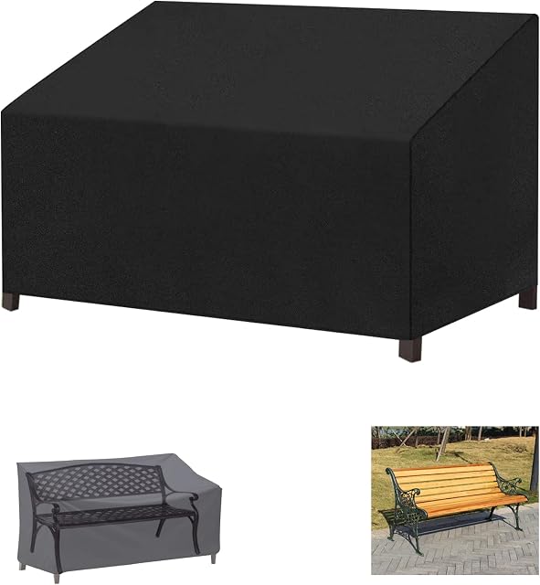 LCGOD Garden Bench Covers 2 Seater, Bench Covers Waterproof Heavy Duty Waterproof, Windproof, Anti-UV,Rip Proof 600D Oxford Fabric Love Seat Covrs (134 x 66 x 63 / 89cm)