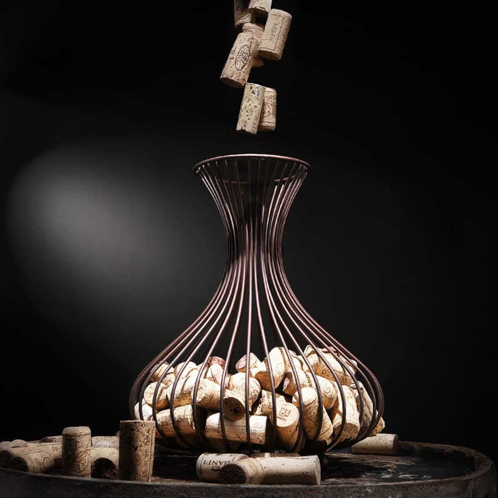 Fantasee - Supporto in sughero per vino, contenitore per tappo di vino, cestino portaoggetti per cucina, casa, amanti del vino (bronzo opaco)