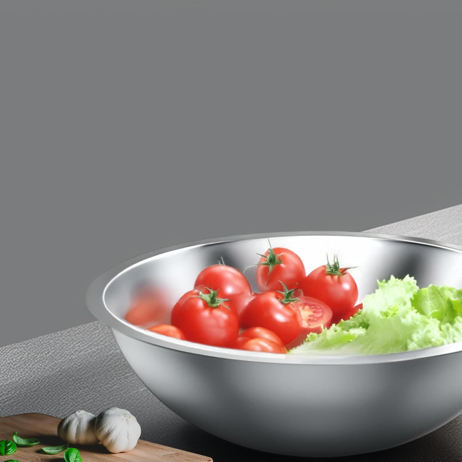 Alpine Cuisine 12-Quart Stainless Steel Mixing Bowl | Durable Prep & Salad Bowl for Baking, Food Prep, & Tossing | Polished Mirror Finish, Silver