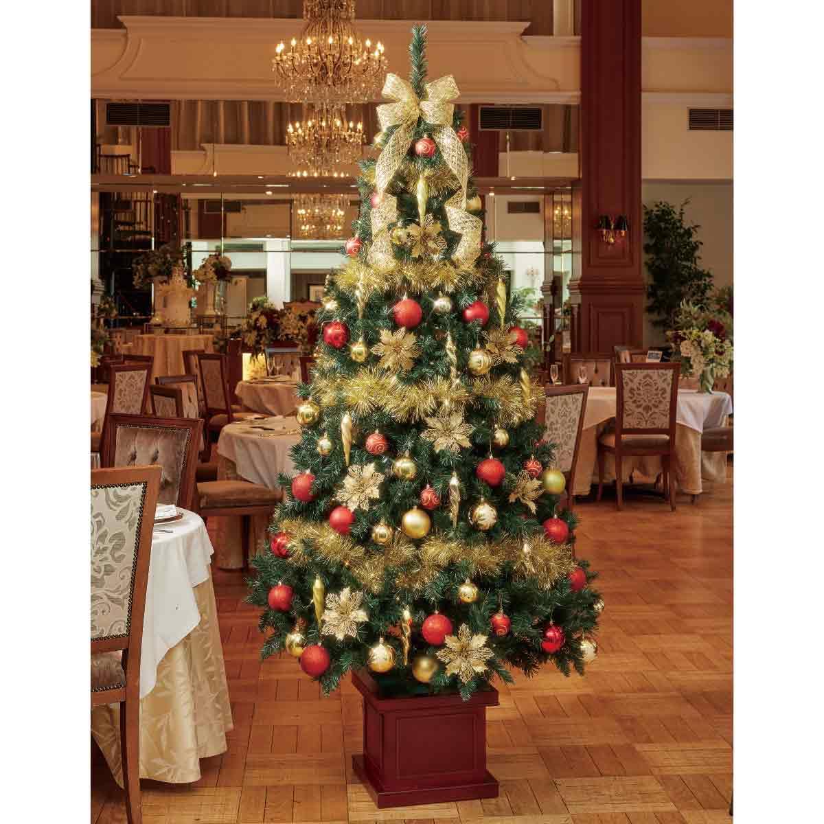 Amazon.co.jp: ベース付きクリスマスツリーセット ゴールド H150×W76cm