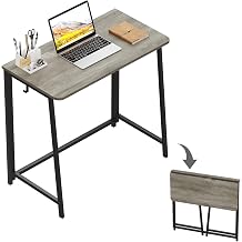 WOHOMO Folding Desk Small Folding Desk 31.5 Inch for Small Spaces Space Saving Computer Table Writing Workstation for Home Office Easy Assembly Gray Wash