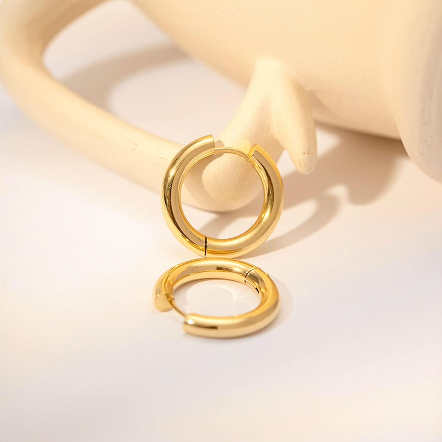 Small Hoop Earrings for Women 18K Gold Plated Thick Hoop Earrings Small Gold Hoop Earrings - Image 6