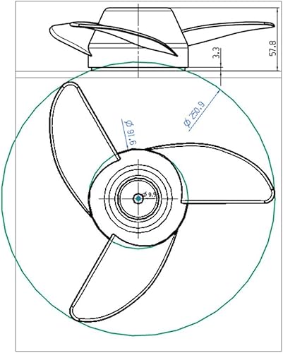 Miniatura 6 de Hélices Motor fueraborda eléctrico para motores de arrastre de 55 libras, 62 libras, 86 libras, accesorios de montaje/barco 3 cuchillas (negro)