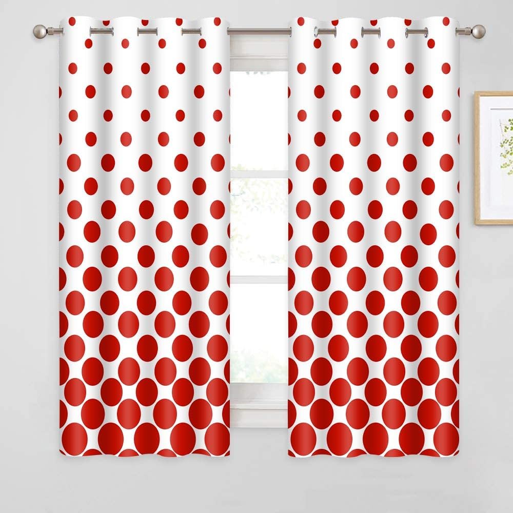 BSPPTI Abstract Curtains for Bedroom 52x63inch Polka Dot Window Curtain Minimalist Blackout Curtains Insulated Room Darkening Window Drapes for Living Room 2 Panels, Black White