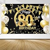 🎉 pancarta negra y dorada del cumpleaños mide 185 x 115cm, lo suficientemente grande como para decorar la fiesta cumpleaños, la fiesta del aniversario, el fondo de la mesa de la torta o como un cartel de fondo para fotos, también es agradable para colgar en el interior o en el exterior. para hacer que tu fiesta de cumpleaños sea impresionante e inolvidable.