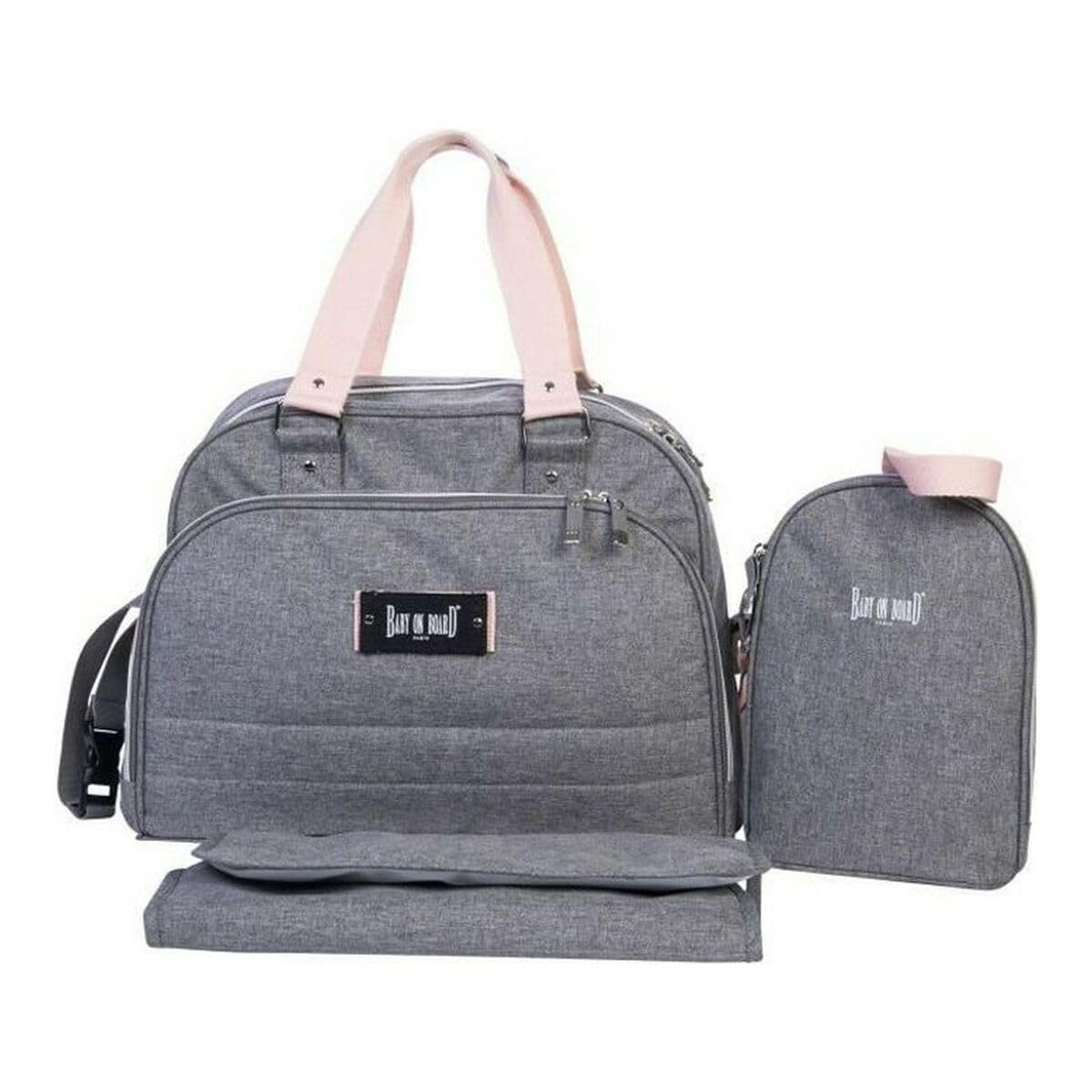 Sac à langer Baby On Board - Urban Sweet Pink (Gris/Rose) avec Sac Repas Isotherme Inclus