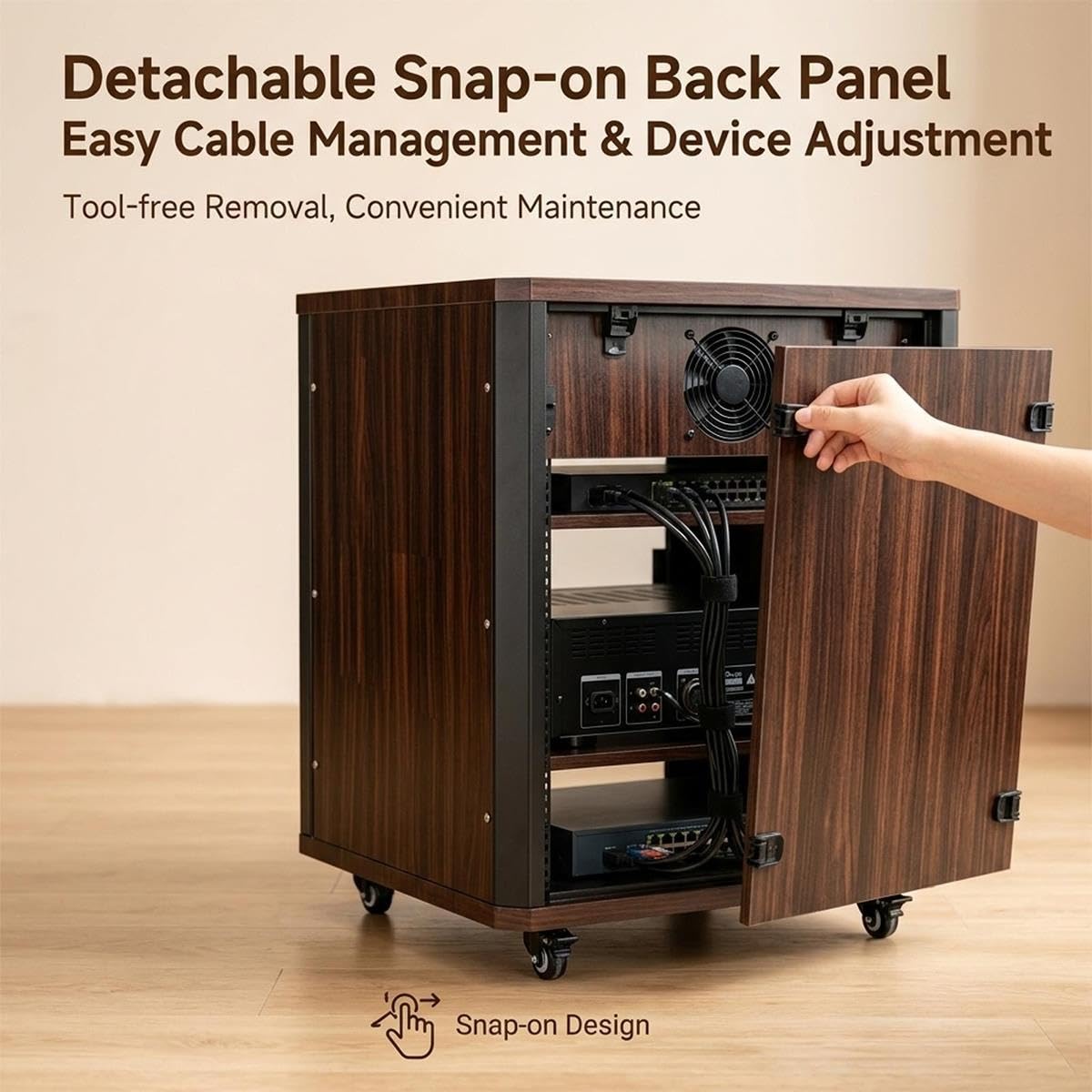 Supporto audio in legno con mensole regolabili per sistemi home theatre