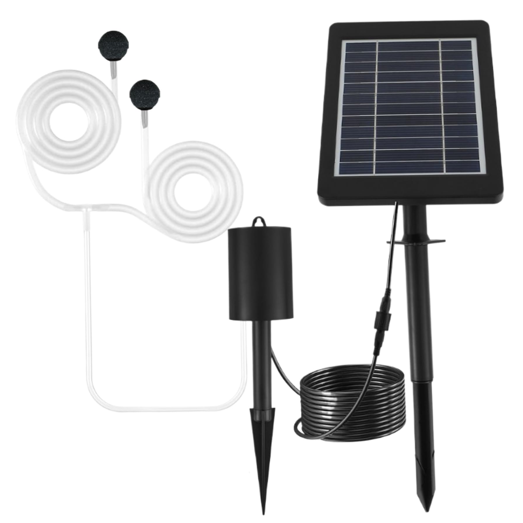 Aireador solar para estanque,aireador de bomba de aire para estanque de 4 W al aire libre con piedras de burbujas de aire de tubería,bomba de agua solar ajustable de 3 modos para pecera,jardín,estanqu