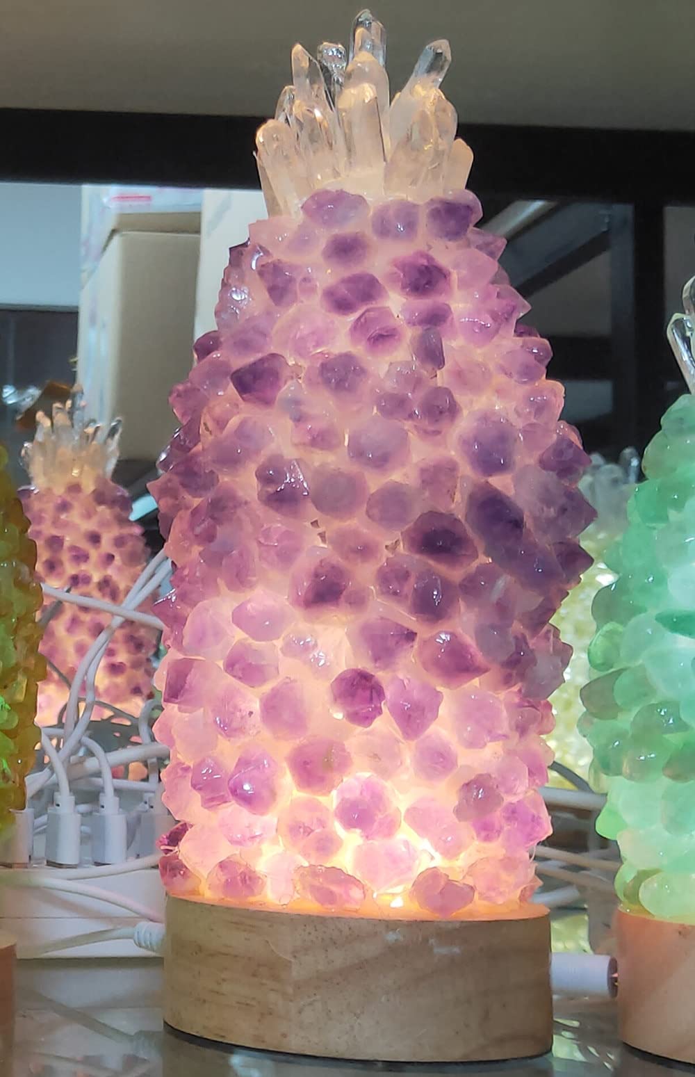 Office Home Collection Crystal Light Natural Amethyst Tumbled Stones Table Lamp Quartz Chips Monsterzzz Gems Doulex Energy Healing 1pcs Home Decoration Chakra Stones