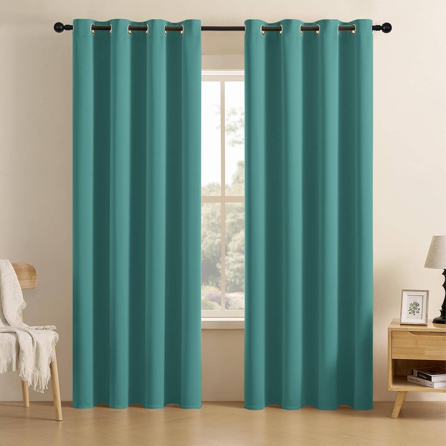 Amazon.com: CUCRAF Turquoise Blackout Curtains 84 inch Length 2 Panels ...