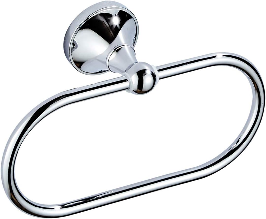 LIOOBO Towel Ring Oval Chrome Wall Mounted Hand Towel Holder Modern Shelf Hanging Rack for Bathroom Kitchen Hotel