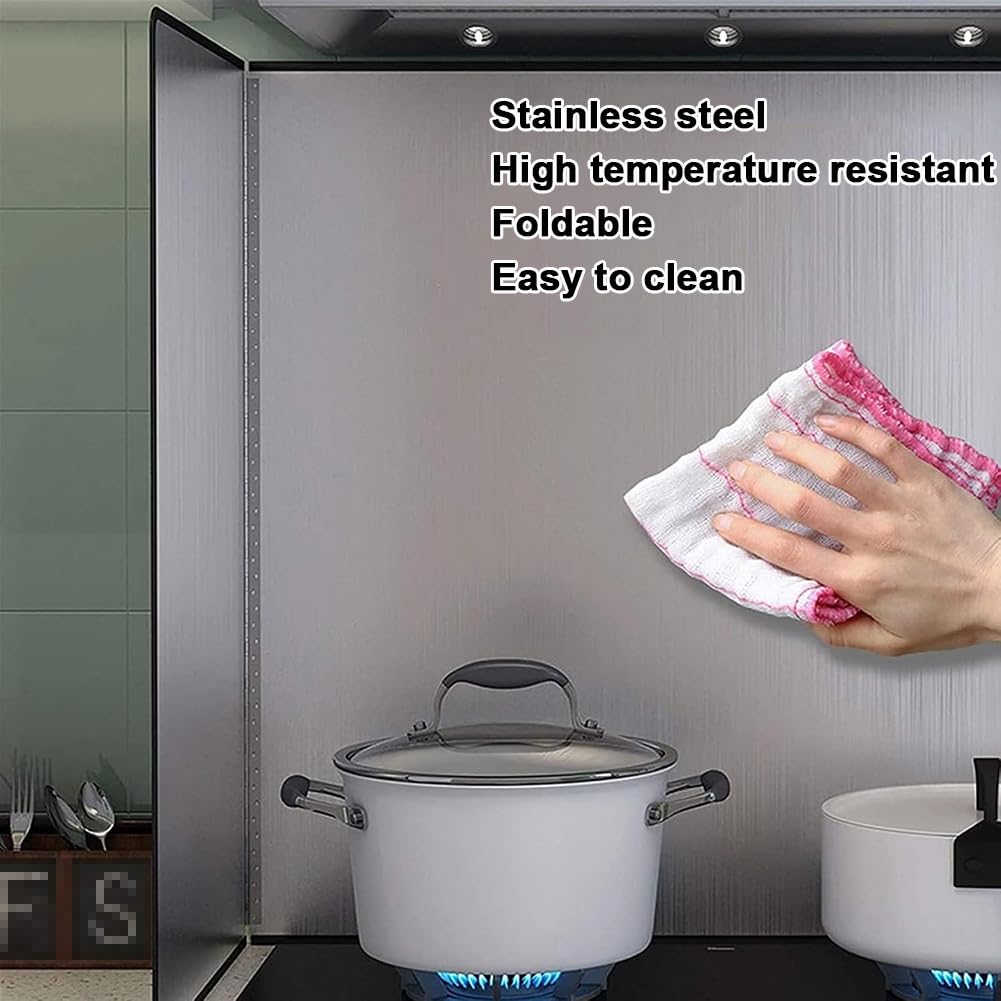 Paraspruzzi Antigrasso su 4 Lati, Deflettore Antiaderente in Acciaio Inox Antiolio, Pieghevole, Protezione per Lo Schermo del Fornello da Cucina,B h30*l40*d40cm