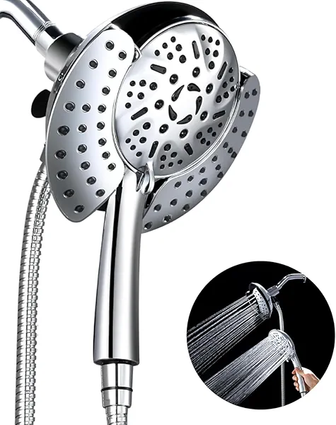 GRICH Dual Shower Head with Handheld: 2 IN 1 High Pressure Handheld Shower Head & Rainfall Shower Head, 9 Spray Modes/Settings Detachable Shower Head with Hose, cUPC and CEC Certification Approved