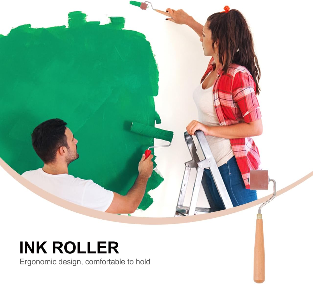 NUOBESTY 7.36 Inch Rubber Ink Roller for Printmaking and Fine Art Crafts Soft Durable Brayer for Painting Stamping and DIY Art Projects