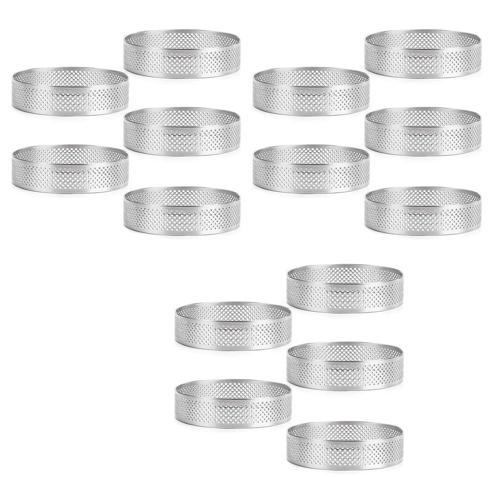 Hndhbfgrt Perforated Tart Ring, 15Pcs 5cm Perforated Cake Mousse Ring, DIY Round Tart Rings for Baking Dessert Ring