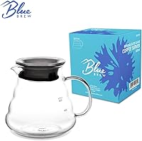 Vista 7 de Blue Brew Clear Glass Range Coffee Server for Pour Over Coffee & Tea, 600ml (20oz) Heat Resistant Tea Pot, Carafe, Glass Coffee Pot (BB1008)