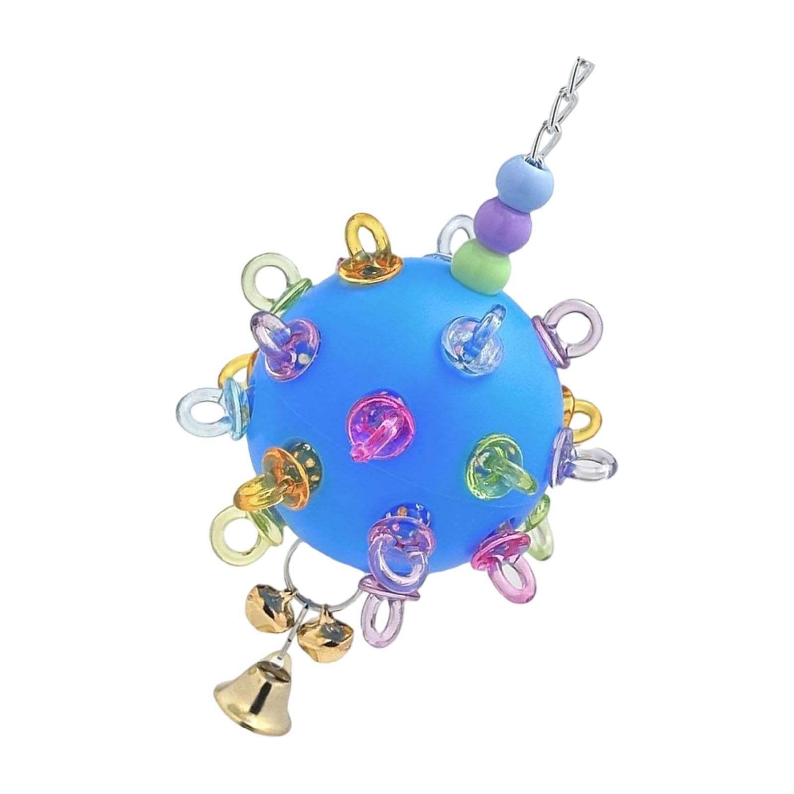XuQiZZpp Colorful Hanging Bird Toy Chewable Rubber Ball Parrots Chewing Toy For Parrots Cage Enrichment and Entertainment