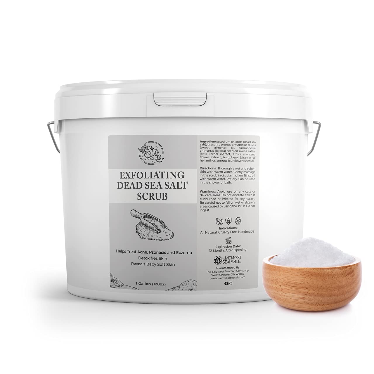 The Midwest Sea Salt Company - Exfoliating Dead Sea Salt Scrub - 128oz - Unscented - Exfoliating Body Scrub