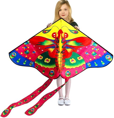 Hengda Kite So Beautiful Peony Butterfly Kite Single Line Kite Incudes 30m String and Handle