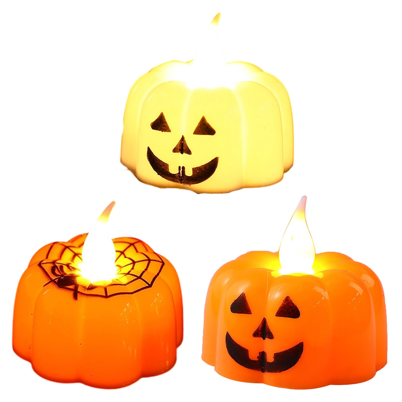 Elnwnnkc Battery Powered Portable Halloween Pumpkin Light Flameless LED Illuminations Texture for Party Home Decorating Halloween Decorations LED Lamps