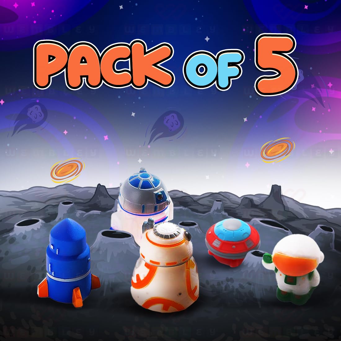 Wembley 5 Pcs Space Finger Puppet Toy for Kids| Soft and Mini Figure Toys for Boys and Girls| Great for Parties, Interactive and Imaginative Playtime| Ideal as Return Gifts for Kids (Space) 1