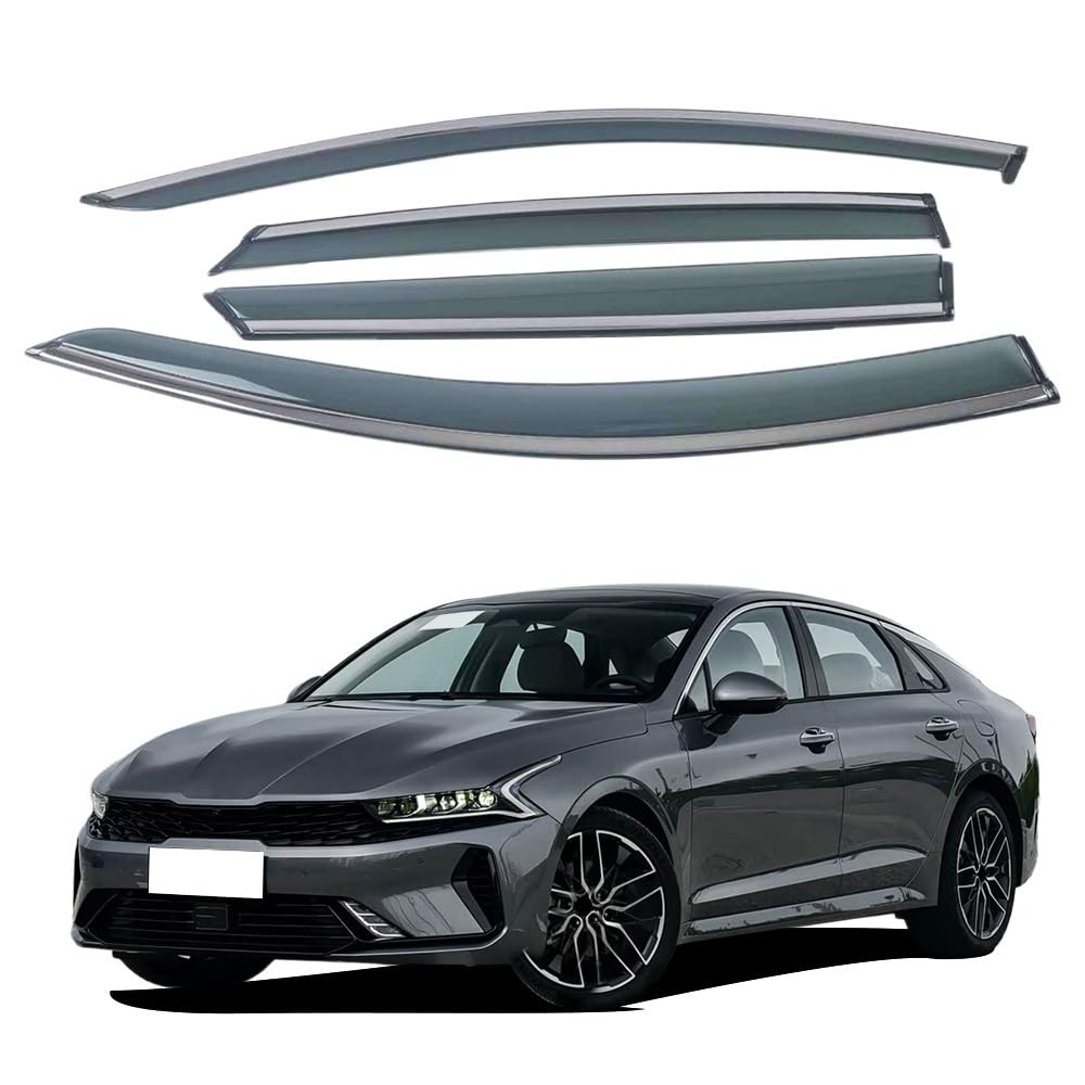 Liufangfc Normal Wind Deflectors For Kia K5 2020 – 4Pc Tape-On Smoked Visors, Weatherproof, Anti-Salt/Snow, Low-Noise