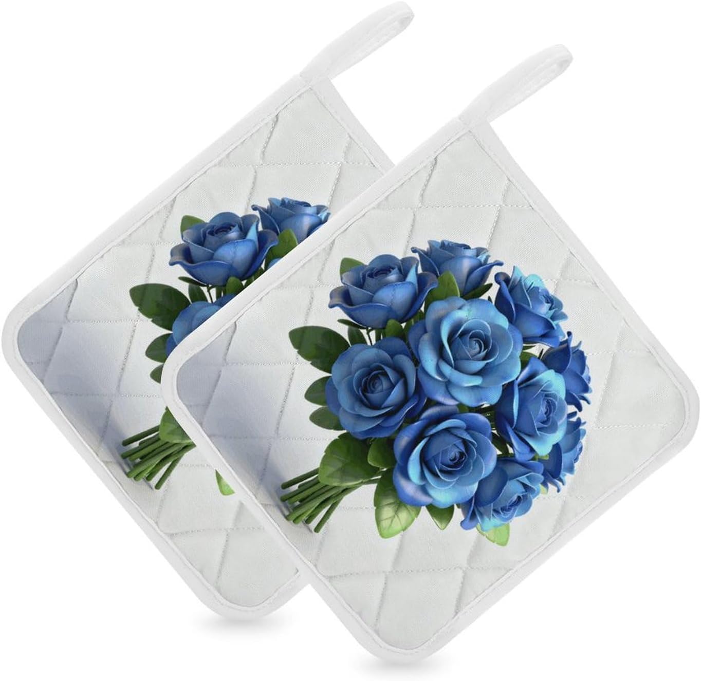 Gy-Blue Floral Polyester Heat Resistant Pot Pad Non Slip Anti Scald Hot Dish Mat Reusable Table Protector for Kitchen Hot Pot Mat Wear Resistant Heat Proof Table Pad for Countertop Dining Room