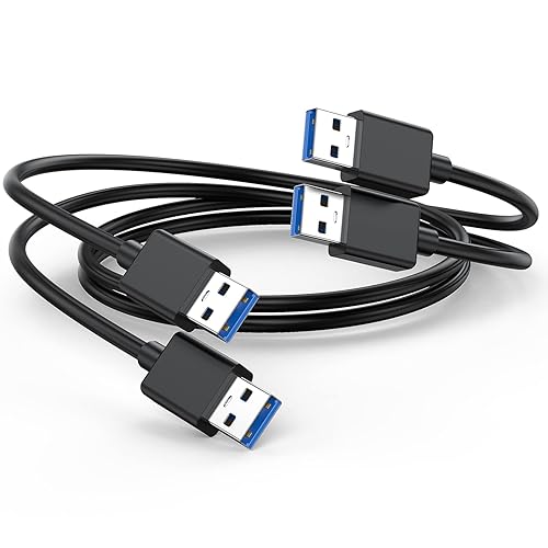 Miniatura 1 de Paquete de 2 cables USB a USB, cable USB 3.0 A a A de 6 pies de 5 Gbps, cable USB A macho a macho, cable USB de doble extremo compatible con cajas