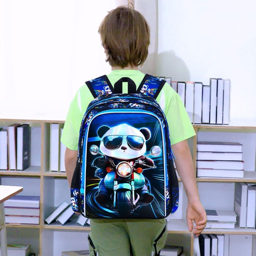 CCJPX 3PCS Backpack for Boys, 16 Inch Kids Panda Water Resistant Preschool Backpacks, Cool Kindergarten School Bookbag Set for Teen Travel - Image 7
