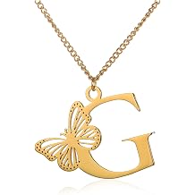 Initial Charm Necklaces For Women Girls Butterfly Letter Pendant Necklaces Dainty 14K Gold Capital Letter Necklaces For Women Trendy Adjustable Chain Necklaces Minimalist Jewelry Gift For Her