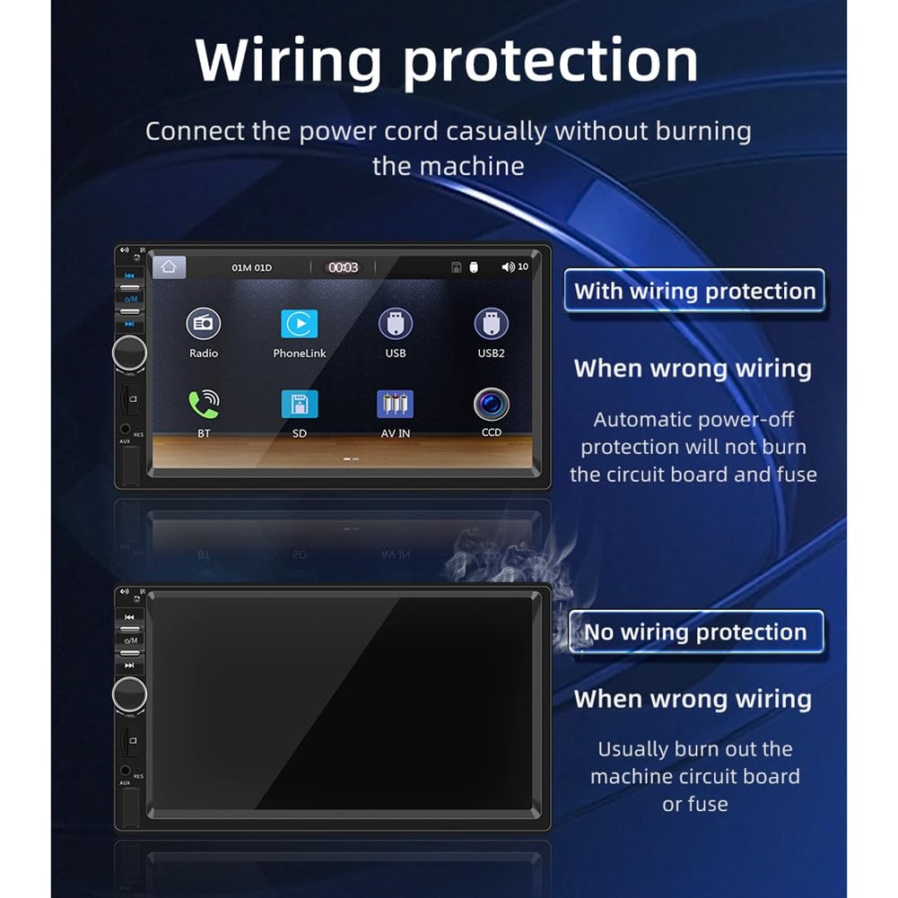Suoumwa Radio de Coche 7 Pulgadas HD Pantalla Táctil Autoradio CarPlay Android Auto Bluetooth Estéreo Reproductor Multimedia FM Entrada Auxiliar