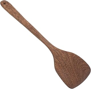 DECOMELODY Espátula De Madera Para Cocinar: Espátula De Madera Con Mango Largo - Utensilio De Cocina Antiadherente Para Remover Y Servir - Espátula De Cocina Larga