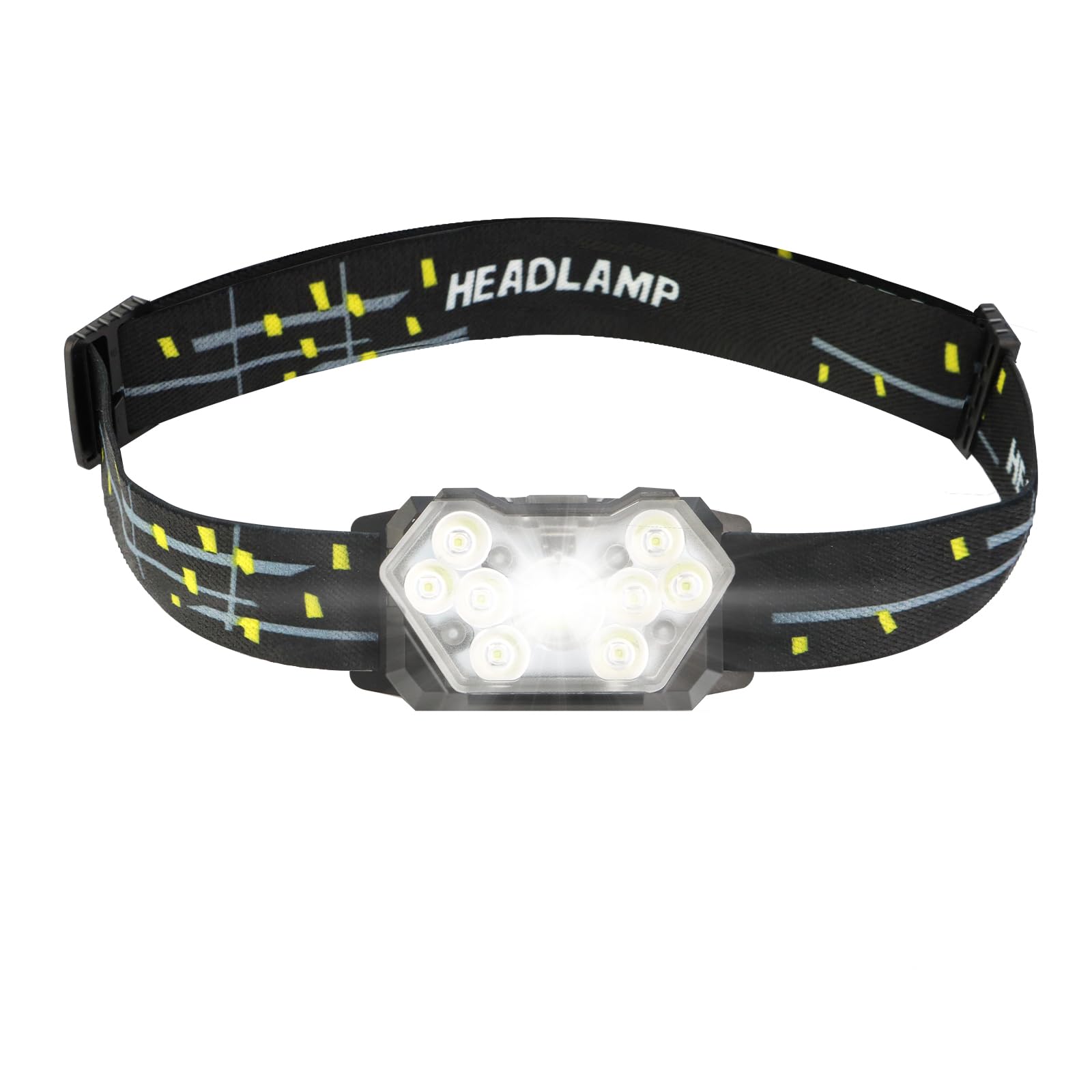 ZIXINFEI LED Head Torch - Super Bright Lightweight LED Headlamp with 6 Lighting Modes, Battery Powered Waterproof Headlight for Camping, Running, Cycling, Fishing, Hiking, Reading, Outdoor Sports