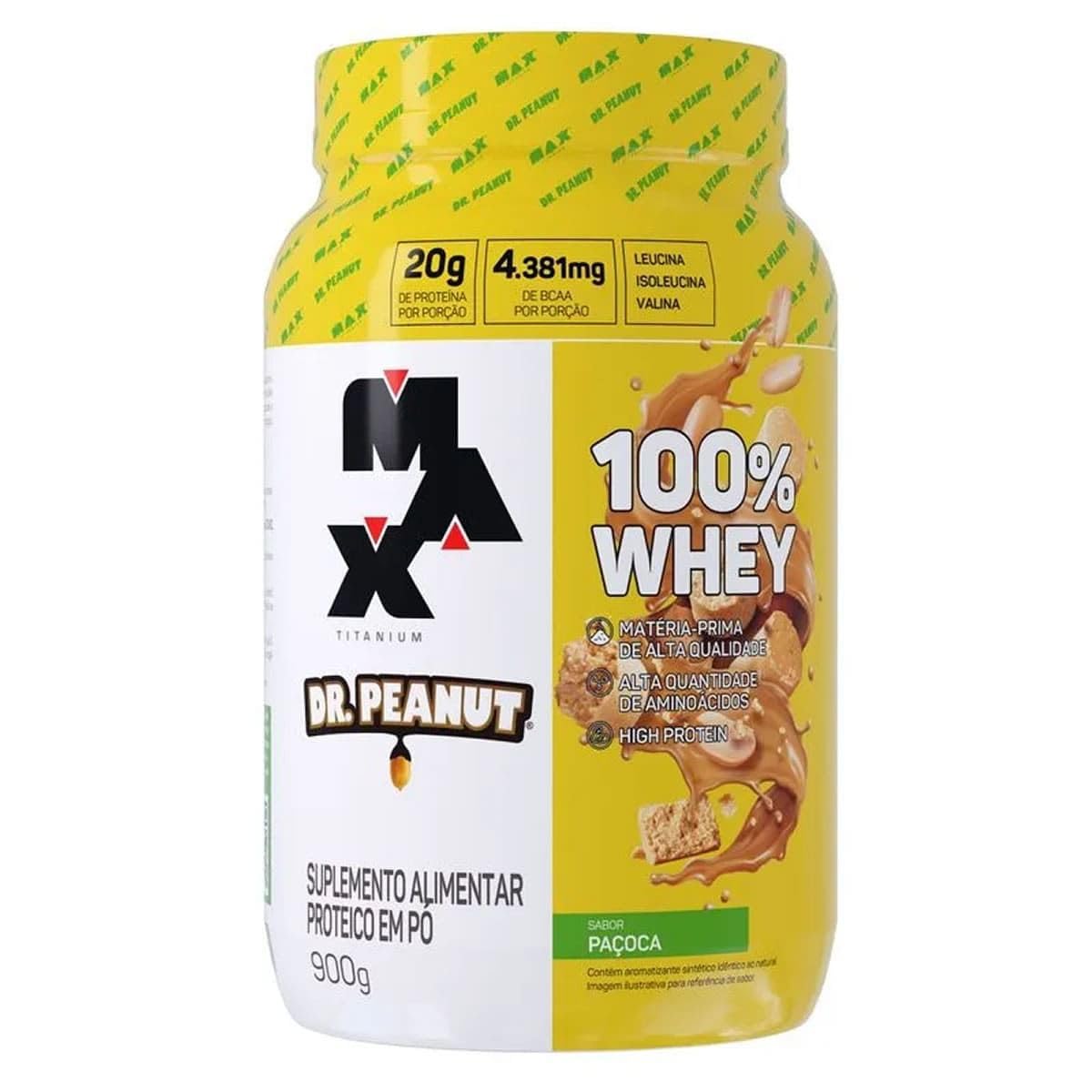 WHEY 100% DR. PEANUT 900G PAÇOCA MAX TITANIUM