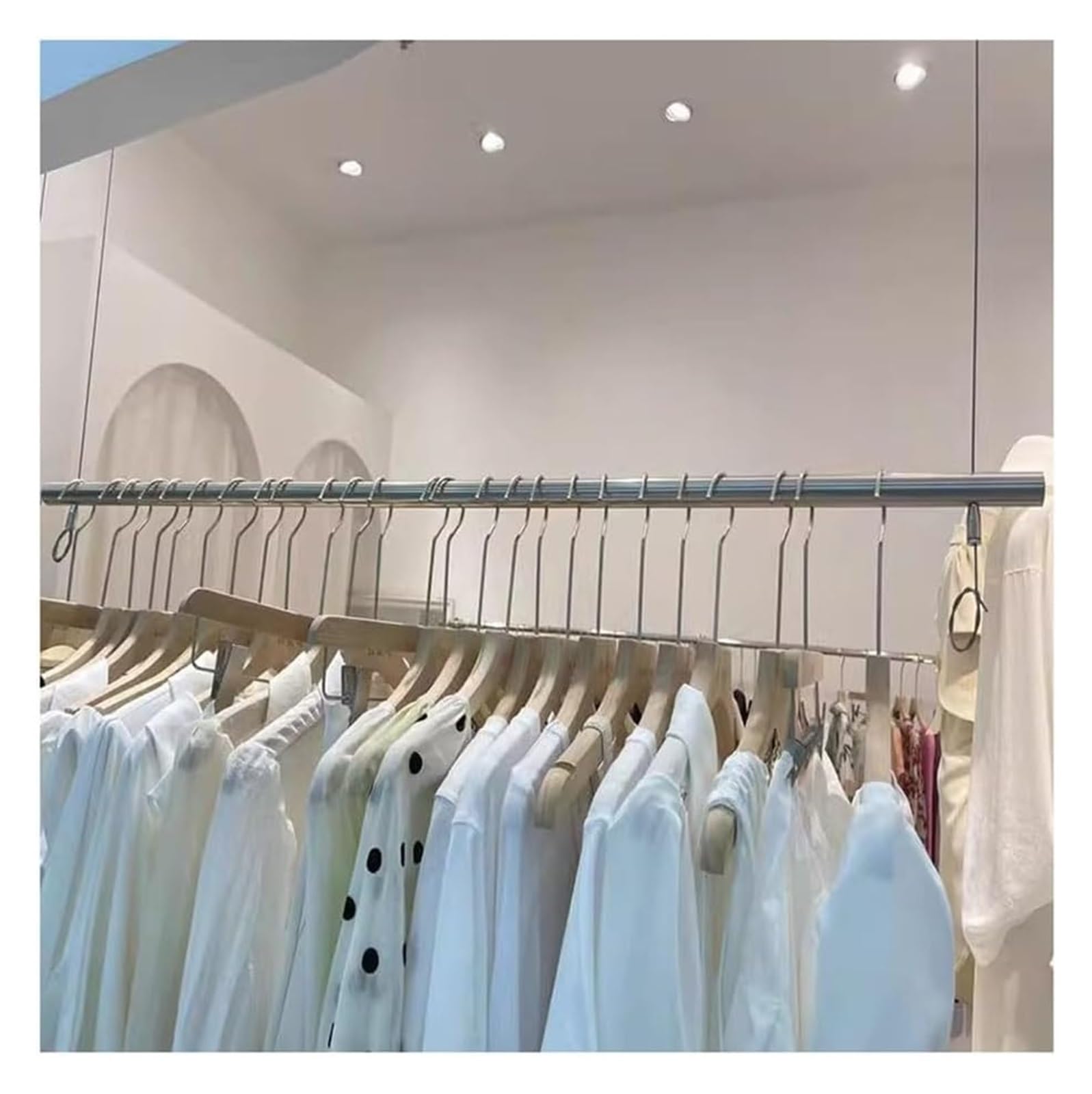 JKJZSALJ Height Adjustable Clothing Hanging Racks, Retail Wedding Dress Rack Ceiling Mount Clothes Storage Hanger Garment Rack For Boutique Store Commercial Or Home Bedroom
