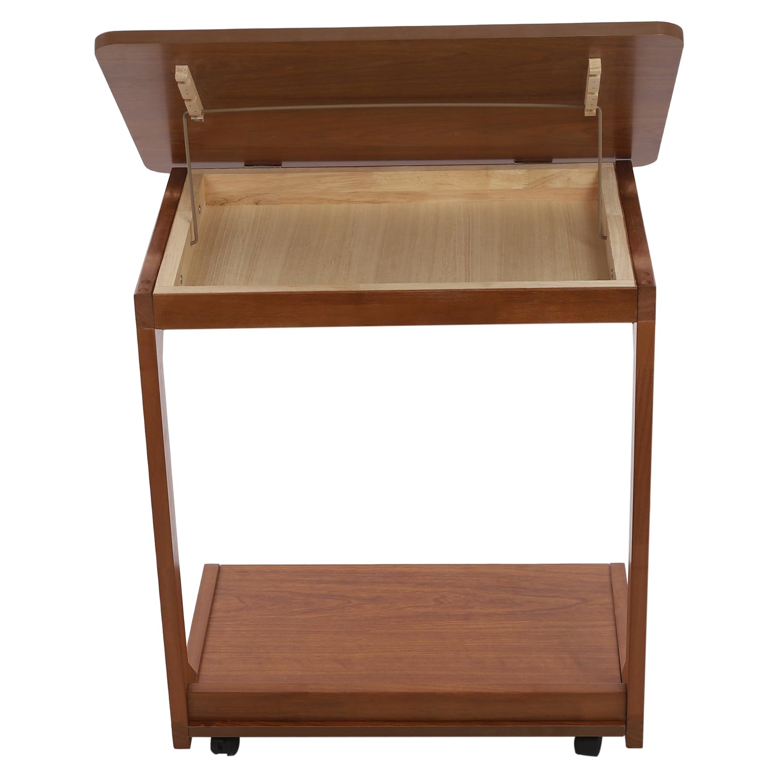 Mesa auxiliar plegable en forma de C, mesita de noche, sofá, mesita auxiliar, mesa auxiliar para sofá, cama y oficina (nogal)