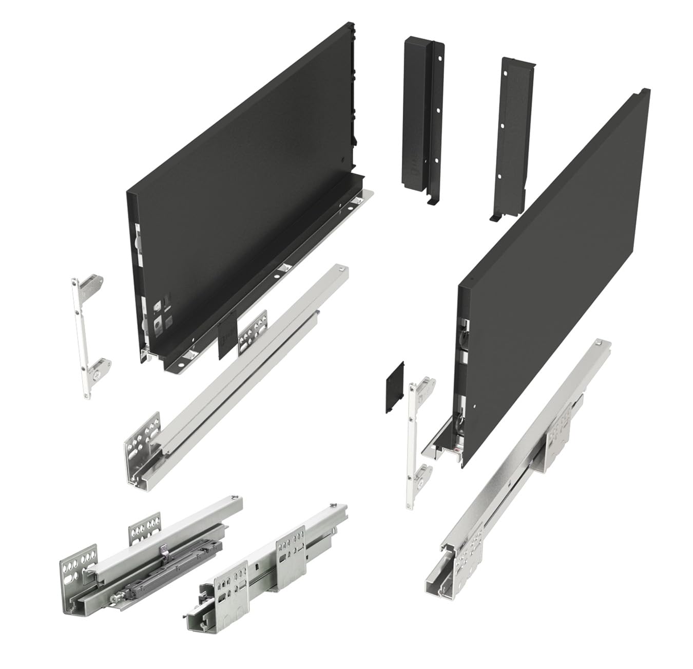 SOTECH Sistema di cassetti JUNKER SLIM con Push to Open (antracite, altezza 199 mm, profondità 450 mm, portata fino a 35 kg) cassetto con telai da 13 mm