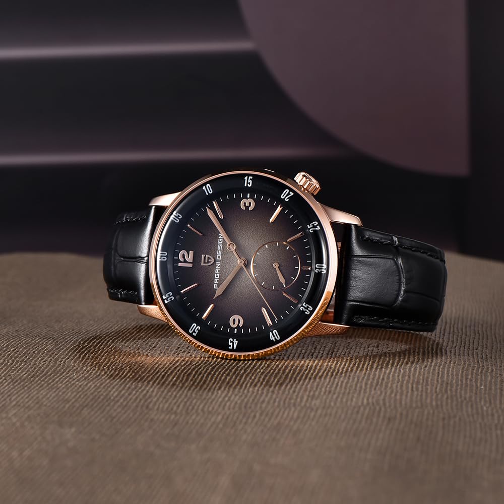 Pagani Design 1790 męski zegarek na rękę, 42 mm, automatyczne zegarki mechaniczne, 100 m, wodoszczelny, luksusowy zegarek na rękę dla mężczyzn, łatwy do odczytania duży cyferblat, skórzany pasek