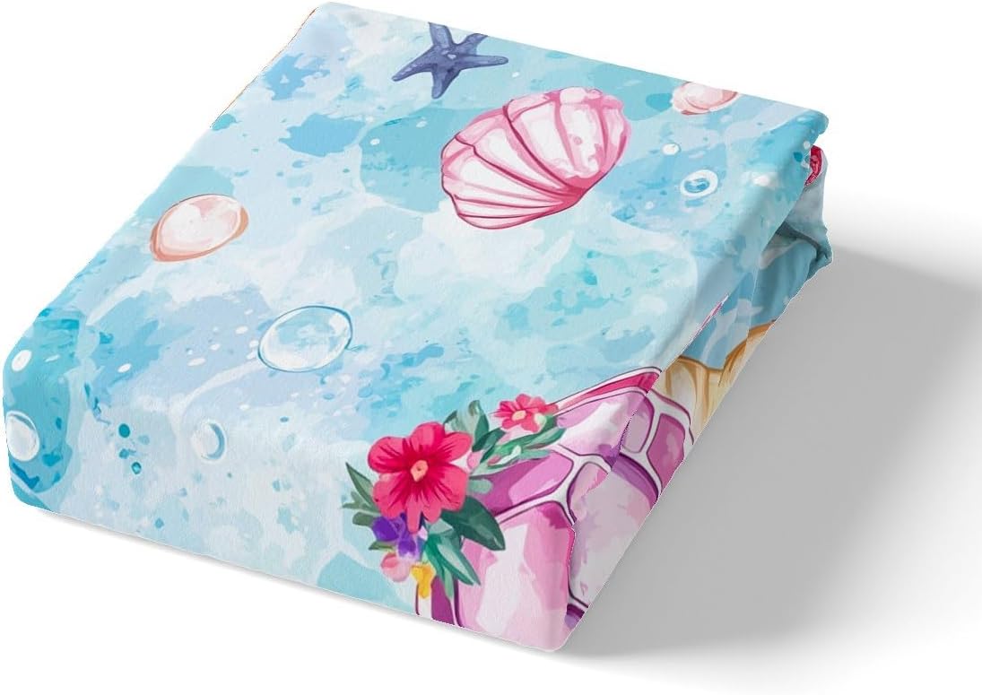 jejeloiu Kids Sea Turtle Duvet Cover Toddler Size, Ocean Bedding Set Boys Girls Reptile Tortoise Comforter Cover Teens Bedroom Decor Quilt Cover (No Comforter)
