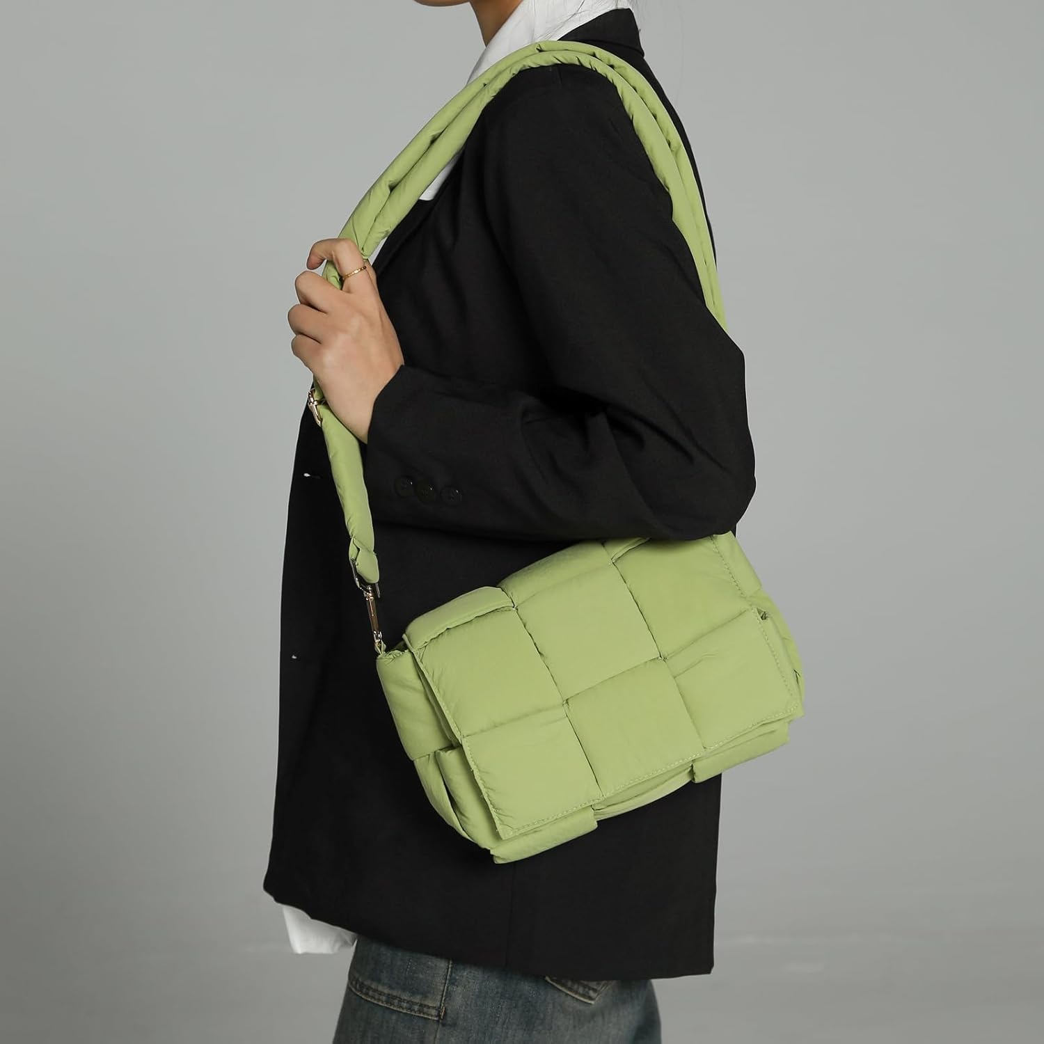 NAARIIAN Shoulder bags for women, Lightweight small puffer purses waterproof, handwoven puffy bag crossbody handbag - Image 3