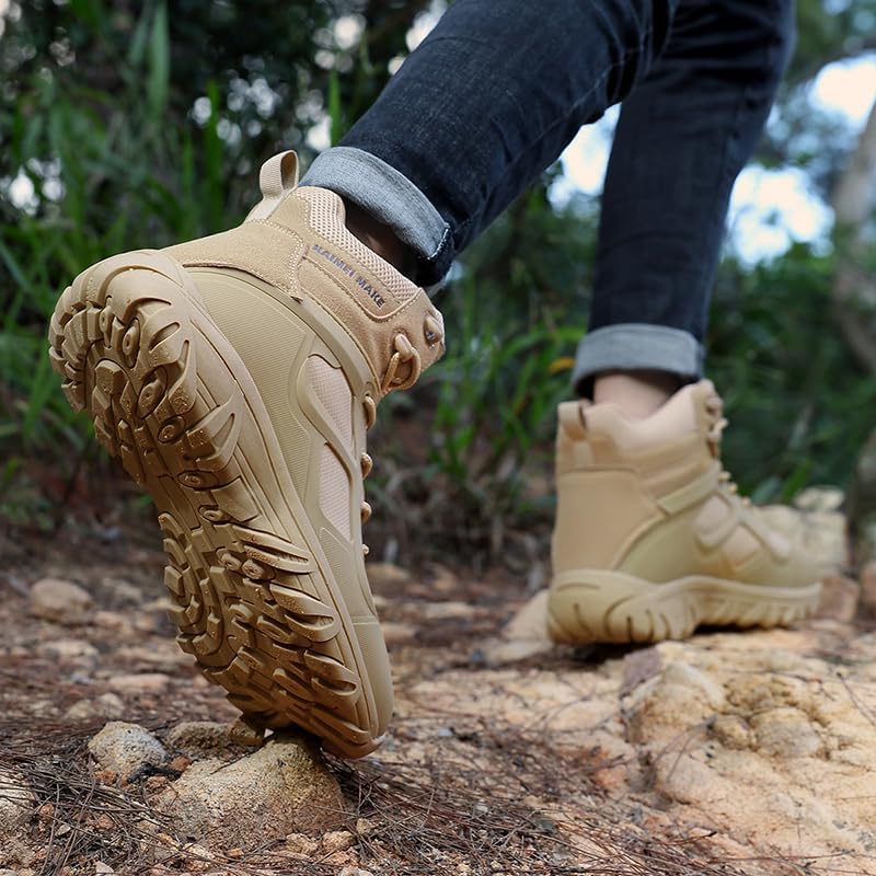 New Men Quality Brand Leather Boots Tactical Desert Combat Boots Men's Outdoor Hiking Shoes Work Safty Ankle Boot