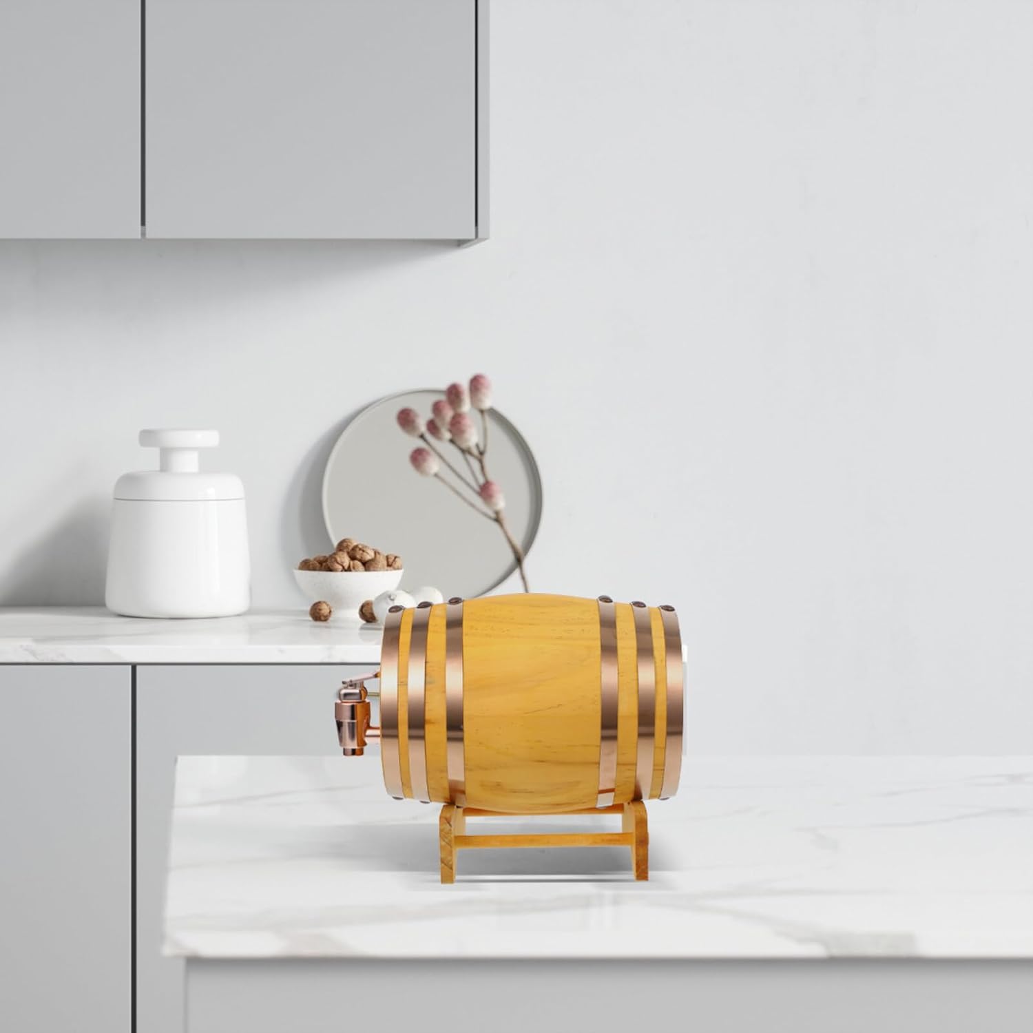 Rustic Wooden Wine Dispenser 1l Capacity Oak Vintage Barrels Stylish Functional for Wine Lovers