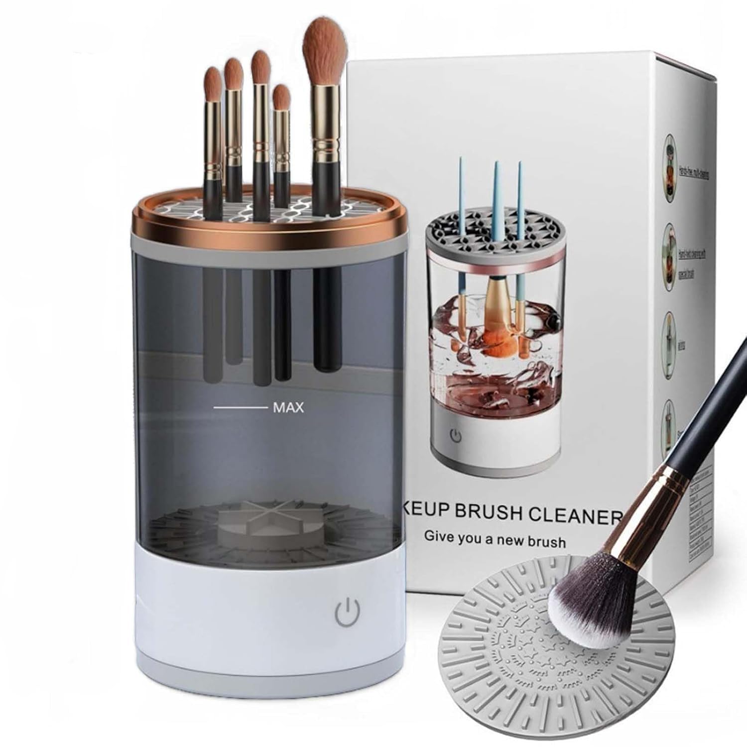 Beauty Swirl Cosmetic Brush Cleaner, Makeup Brush Cleaner, The Cozy Luna Brush Cleaner, Electric Makeup Brush Cleaner Machine for Deep Cleaning All Size Makeup Brus (1PC Black)