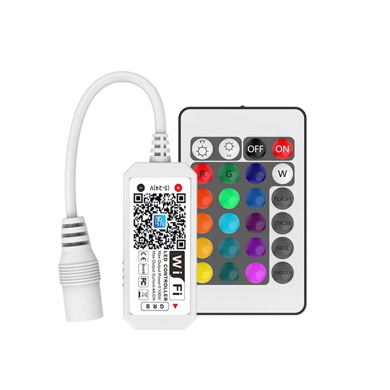 Il controller WIFI RGB RGBW for strisce luminose LED 12V 24V controlla la striscia luminosa LED RGB RGBW (Color : IR24-key WIFI RGBW)