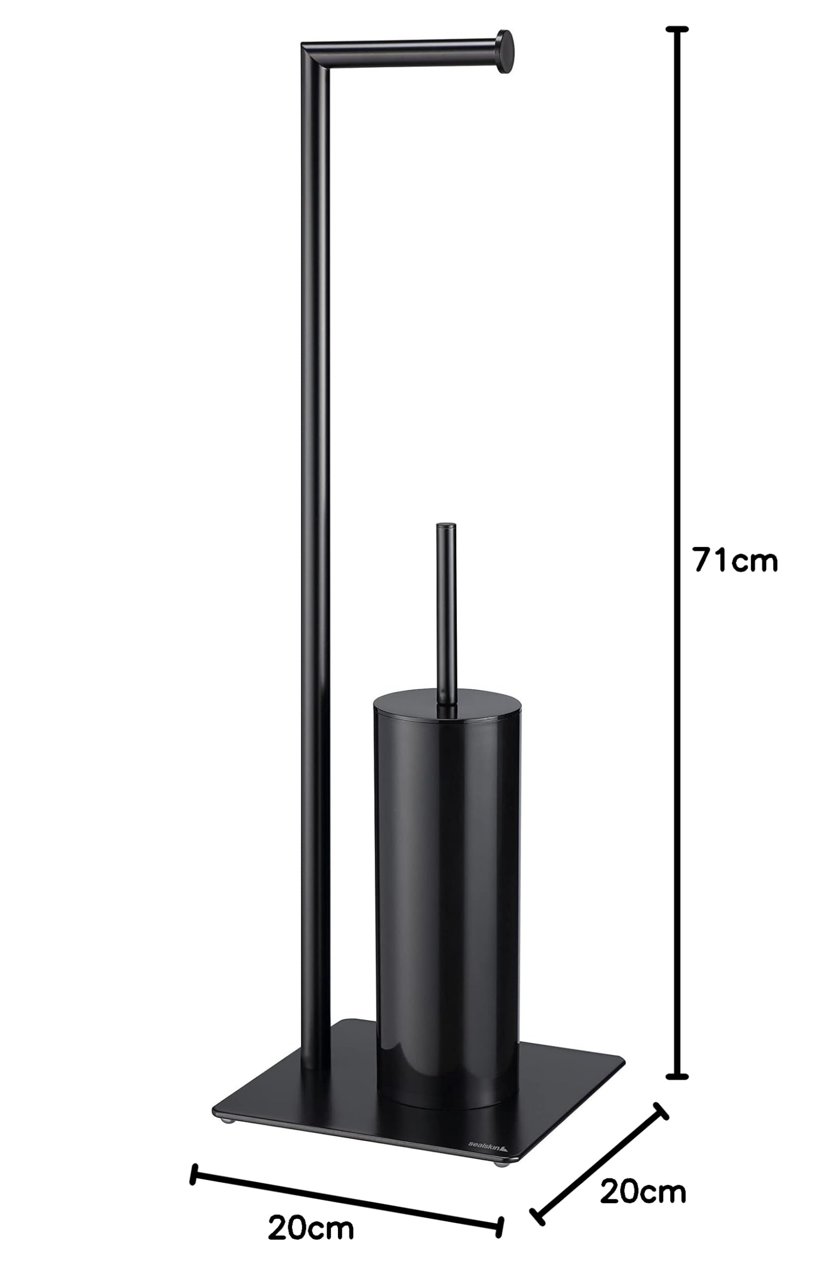 Sealskin Tube Stand WC-Garnitur mit Toilettenpapierhalter und Toilettenbürste, Toilettenbutler freistehend , WC-Butler aus Metall, Farbe: Schwarz