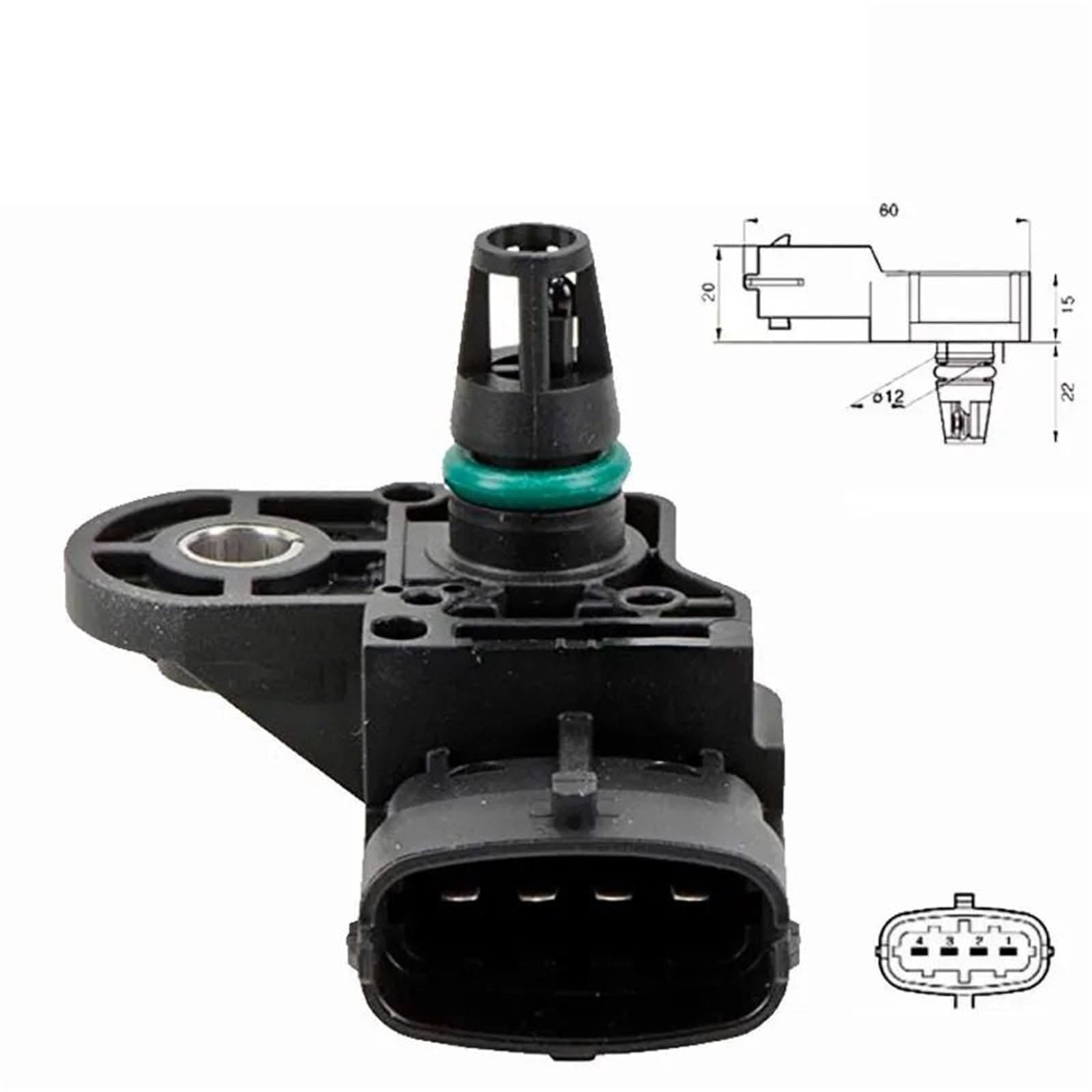 ‌Sensor Referencia Vacío‌ Sensor de presión de aire de admisión MAP (1/5 unidades) compatible con Fiat, Volvo y Vauxhall: 1235084, 55219298, 223650002R.(5Pcs)