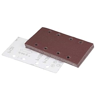 TA-VIGOR 15pcs 120 Grit Sandpaper Sheet 7.3 inch x 3.6 inch, 8 Holes Hook and Loop Sandpaper for 1/3 Sander, Aluminum Oxide Sander Paper Sheet for Wood Metal Polishing